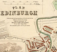 Old Map of Edinburgh 1853 Edinbourg with gravures, Scotland  | Vintage Map Wall Art Print