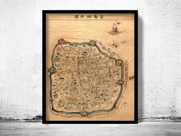 Old Map of Ningbo China 1846 Vintage Map | Vintage Map Wall Art Print