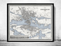 Old Map of Stockholm Sweden 1844 Vintage Map | Vintage Map Wall Art Print