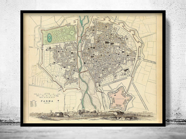 Old Map of Parma Italy 1840 Vintage Map | Vintage Map Wall Art Print