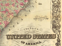Old Map of United States 1867 Vintage Map of USA Wall Map | Vintage Map Wall Art Print