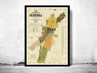 Old Map of Guatemala City 1894 Vintage Map  | Vintage Map Wall Art Print