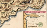Old Map of Gibraltar Spain 1762 Vintage Map | Vintage Map Wall Art Print