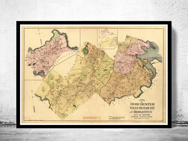 Old Map of Dorchester Boston 1899 Vintage Map | Vintage Map Wall Art Print