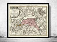 Old Map of Lake Geneva Lac Léman 1766  | Vintage Map Wall Art Print