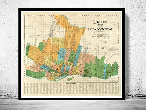 Old Map of Montreal, Canada 1920 Vintage Montreal map | Vintage Map Wall Art Print