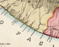 Old Map of Guatemala 1859 Vintage Map | Vintage Map Wall Art Print