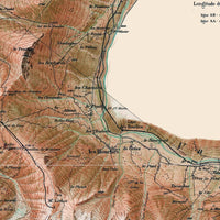 Vintage Map of Mont Blanc Massif Monte Bianco 1924 Chamonix, Martigny | Vintage Map Wall Art Print