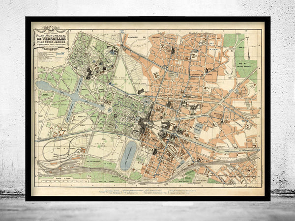 Old Map of Versailles France 1927 Vintage Map | Vintage Map Wall Art Print