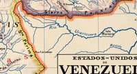 Old Map of Venezuela 1929 Vintage Map | Vintage Map Wall Art Print
