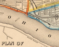 Old Map of Cincinnati 1860 Vintage Map| Vintage Map Wall Art Print