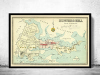 Old Map of Hunters Hill 1890 Australia Vintage Map | Vintage Map Wall Art Print