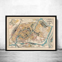 Old Map of Strasbourg Strassburg 1929 France  | Vintage Map Wall Art Print