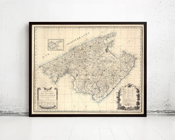 Old Map of Mallorca Maiorca Majorca 1814 Vintage Map | Vintage Map Wall Art Print