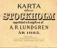 Old Map of Stockholm Lundgren Sweden 1885 Vintage Map | Vintage Map Wall Art Print