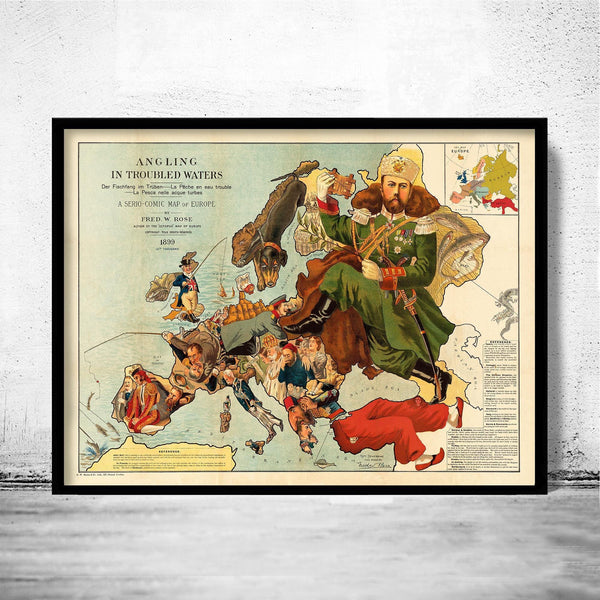 Vintage Comic Map of Europe 1899 Old Map | Vintage Map Wall Art Print | Large Poster Print | Home Decor Wall Art