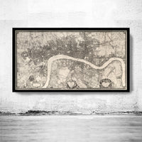 Old Map of London 1746 John Rocque Vintage Map of London | Vintage Map Wall Art Print