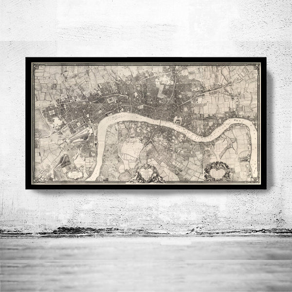 Old Map of London 1746 John Rocque Vintage Map of London | Vintage Map Wall Art Print