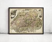 Old Map of Switzerland 1778 Vintage Map | Vintage Map Wall Art Print