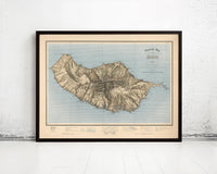 Old Map of Madeira Island  1850 Portugal  | Vintage Map Wall Art Print