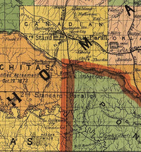 Old Map of Oklahoma Indian Territory 1892 Vintage Map | Vintage Map Wall Art Print