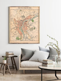 Old Map of Liège Belgium 1880 Vintage Map | Vintage Map Wall Art Print
