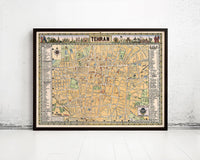 Old Map of Tehran Iran Vintage Map | Vintage Map Wall Art Print