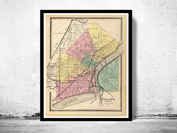Old Map of Toledo Ohio 1872 Vintage Map  | Vintage Map Wall Art Print