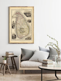Old Map of Sri Lanka 1851 Old Ceylon Vintage Map | Vintage Map Wall Art Print