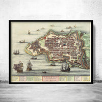 Old Map of Valletta Malta 1705 vintage Map | Vintage Map Wall Art Print