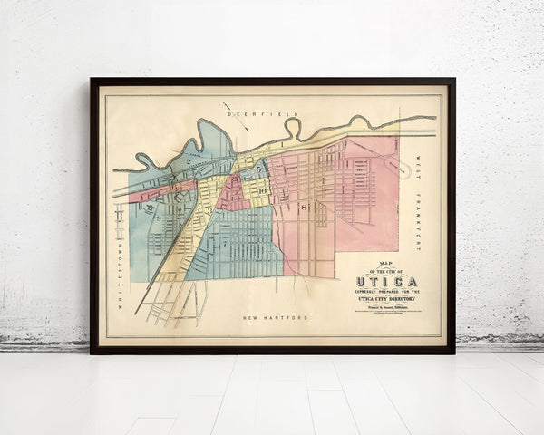 Old Map of Utica New York 1876 Vintage Map | Vintage Map Wall Art Print