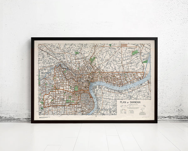 Old Map of Shanghai 1945 China Vintage Map | Vintage Map Wall Art Print