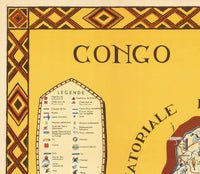 Old Map of Belgian Congo Congo Belge Central Africa 1949 | Vintage Map Wall Art Print
