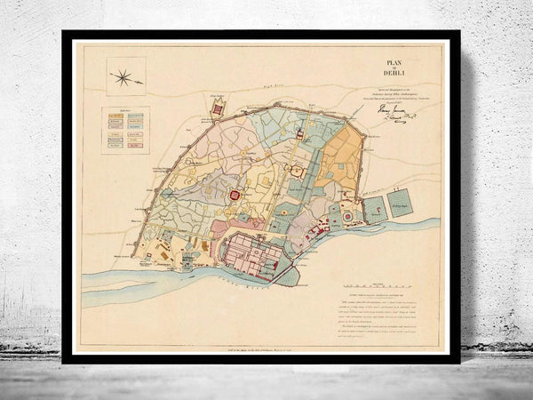 Old Map of Delhi India 1857 Vintage Map | Vintage Map Wall Art Print