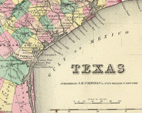 Old Map Texas 1856 United States of America Wall Map Print