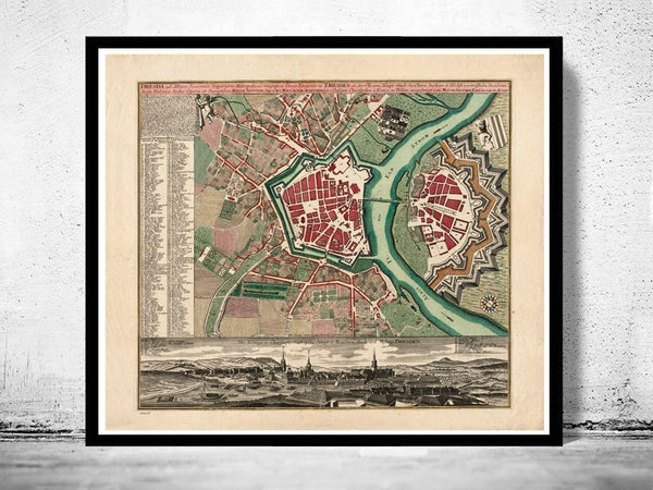Old Map of Dresden 1740 Germany Vintage Map  | Vintage Map Wall Art Print