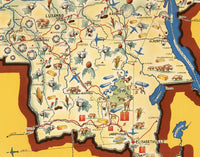 Old Map of Belgian Congo Congo Belge Central Africa 1949 | Vintage Map Wall Art Print