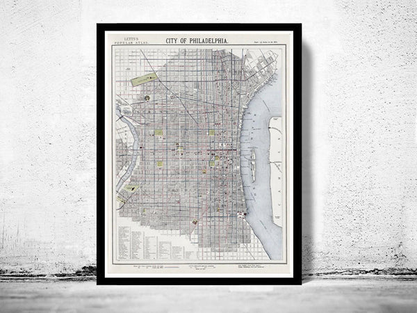 Old Map of Philadelphia 1883 Vintage Map of Philadelphia | Vintage Map Wall Art Print