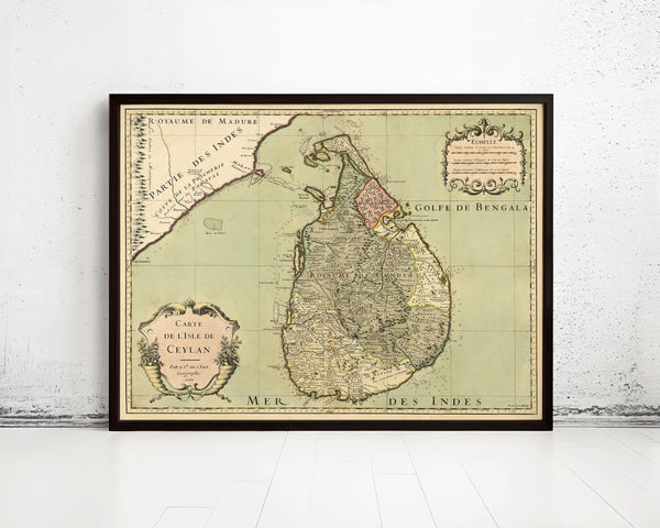 Old Map of Sri Lanka Old Ceylon 1700 Vintage Map | Vintage Map Wall Art Print