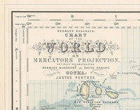 Great Vintage World Map in 1897  | World Map Gift World Map Print | Vintage World Map | World Map Wall Art | Large Map Print