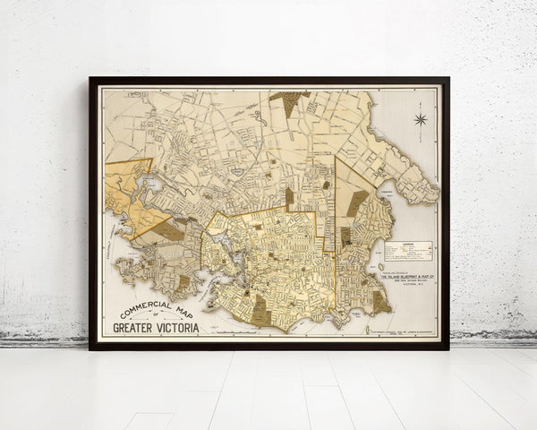 Old Map of Greater Victoria British Columbia Canada 1921 Victoria BC Vintage Map | Vintage Map Wall Art Print | Large Map Print