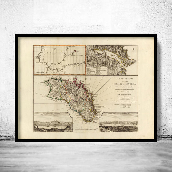 Old Map of Minorca Island Spain 1794 | Vintage Map Wall Art Print
