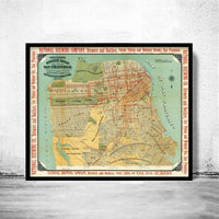 Old Map of San Francisco 1896 Vintage Map San Francisco | Vintage Map Wall Art Print