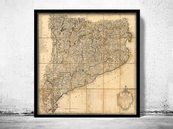 Old Map of Cataluña Catalunya Old Catalonia map 1816  | Vintage Map Wall Art Print