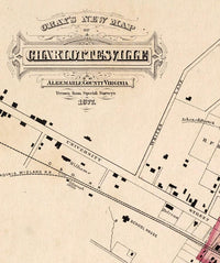 Old Map of Charlottesville VA 1877 Vintage Map | Vintage Map Wall Art Print
