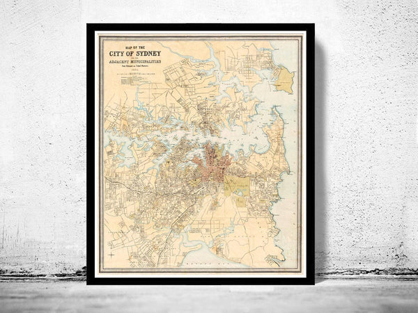 Old Map of Sydney and suburbs 1890 Vintage Map  | Vintage Map Wall Art Print