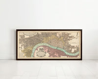 Old Map of London 1736 England United Kingdom Vintage London Map | Vintage Map Wall Art Print