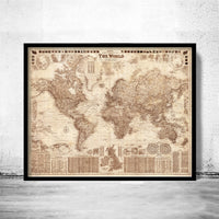Beautiful World Map Vintage Atlas 1908 Mercator projection | World Map Gift World Map Print | Vintage World Map | World Map Wall Art