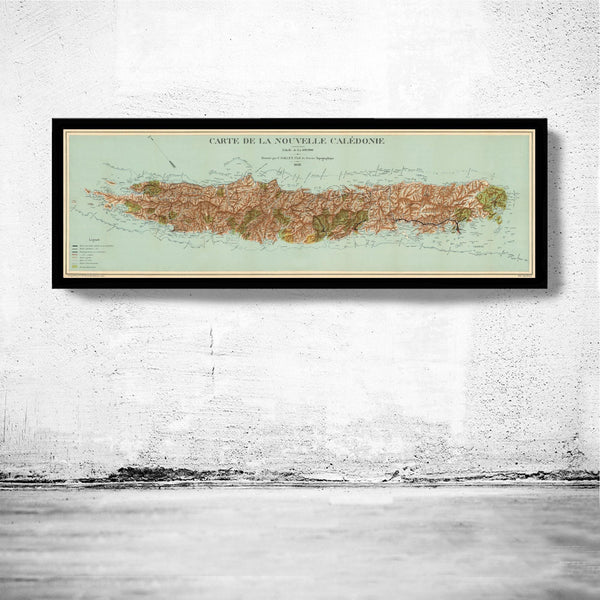 Old Map of New Caledonia 1884 Nouvelle-Calédonie Carte Vintage Map | Vintage Map Wall Art Print