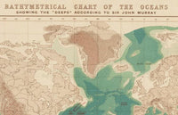 Bathymetrical chart of the oceans world map 1899  | World Map Gift World Map Print | Vintage World Map | World Map Wall Art